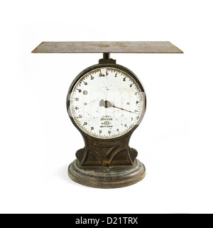 Antique scale on white Stock Photo
