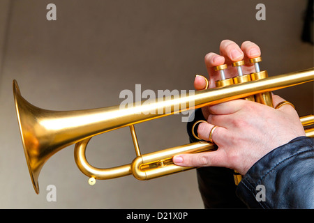 Musician playing the trumpet Stock Photo