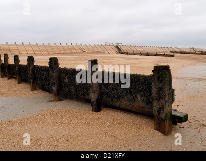 Sea defences, Hayling Island, Hampshire, UK Stock Photo