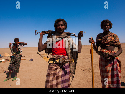 Afar Tribe Warriors, Assaita, Afar Regional State, Ethiopia Stock Photo