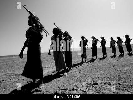 Afar Tribe Warriors, Assaita, Afar Regional State, Ethiopia Stock Photo