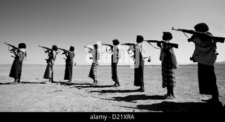 Afar Tribe Warriors, Assaita, Afar Regional State, Ethiopia Stock Photo