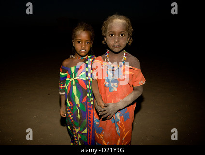 Young Afar Tribe Girls, Assaita, Afar Regional State, Ethiopia Stock Photo