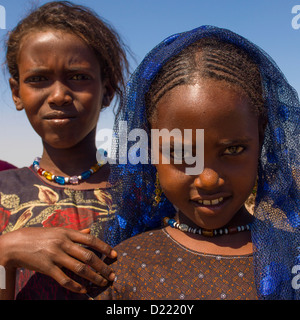 Young Afar Tribe Girls, Assaita, Afar Regional State, Ethiopia Stock Photo