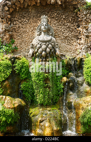 The fountain of Aphrodite of Ephesus, Villa d'Este gardens, Tivoli Stock Photo