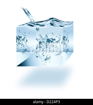 Cube of water against a white background Stock Photo