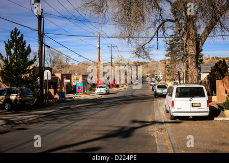 Residential street in Santa Fe New Mexico Stock Photo