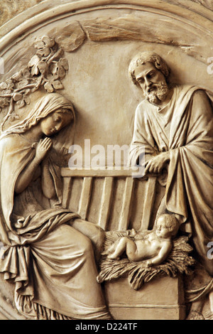 Nativity Scene , Saint Etienne du Mont Church, Paris. Stock Photo