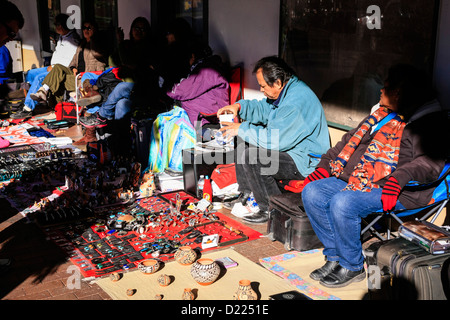 Native American Apache Art Market in Santa Fe New Mexico Stock Photo