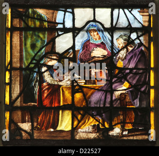 Virgin Mary with her parents, St. Anne and St. Joachim, Saint Etienne du Mont Church, Paris. Stock Photo