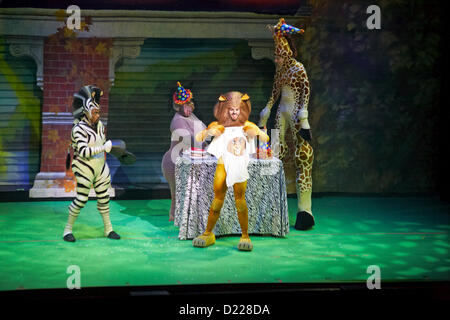 MADAGASCAR LIVE Musical on tour at the BIC in Bournemouth, Dorset, UK in January 2013. Stock Photo