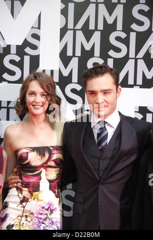 Bangkok, Thailand. 11th Jan 2013 .  Leighton Meester and Ed Westwick during Siam Center Grand reopening in Bangkok . Siam Center was built 40 years ago as Thailand's first shopping centre. Stock Photo