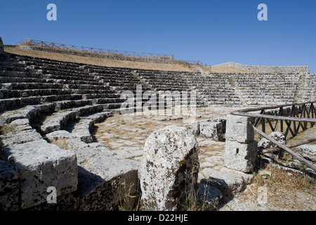 Sicily - Akrai & Palazzolo Acreide: Teatro Greco [Greek theatre] Stock Photo