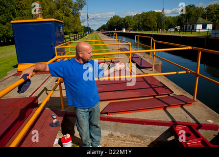 Erie Canal lock E21 Stock Photo