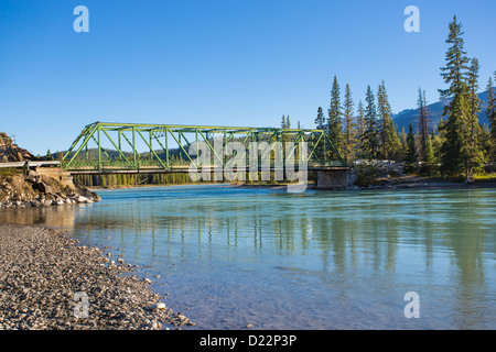 Bridge over Athabasca River in Jasper National Park in Alberta Canada Stock Photo