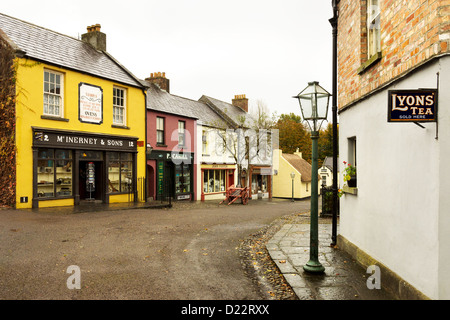 A living reconstruction of a 19th Century street in the Bunratty Folk Park, Bunratty Castle, Nr Limerick, Ireland. Stock Photo