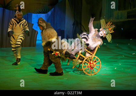 MADAGASCAR LIVE Musical on tour at the BIC in Bournemouth, Dorset, UK in January 2013. Stock Photo