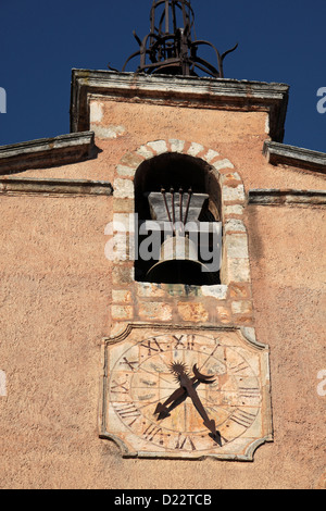 Church tower in Roussillon in the Luberon, Provence, France Stock Photo