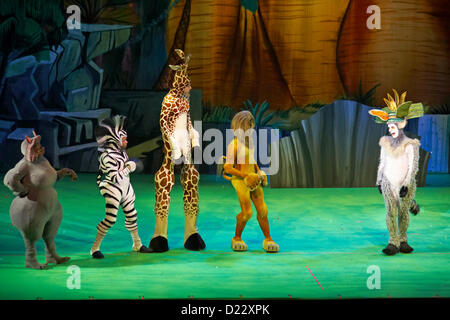 MADAGASCAR LIVE Musical on tour at the BIC in Bournemouth, Dorset, UK in January 2013. Stock Photo