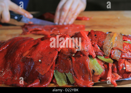 Red roasted peppers, Spanish mediterranean food Stock Photo