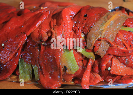 Red roasted peppers, Spanish mediterranean food Stock Photo