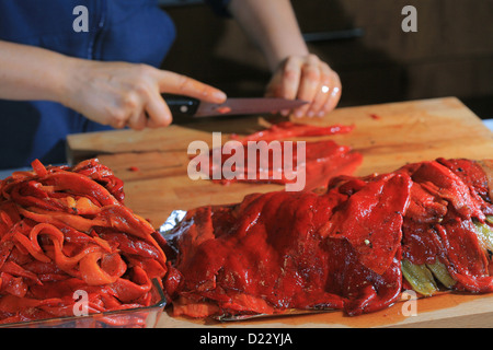 Red roasted peppers, Spanish mediterranean food Stock Photo