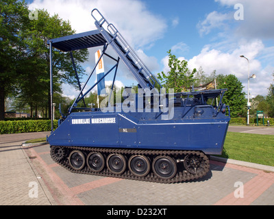 The YPR-765 KMAR carrier, displayed during the Army Open Day 2012 in Oirschot, Netherlands, is a full-track vehicle used by military police for tactical operations and support. Stock Photo