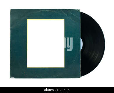 Vinil Record and cover white isolated Stock Photo