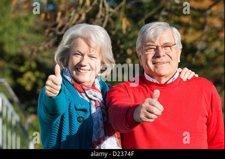 Happy senior couple in nature Stock Photo