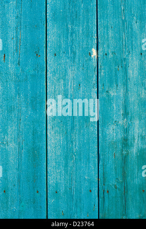 Old wooden planks in deep Mediterranean blue Stock Photo