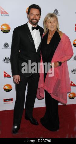 Jan. 12, 2013 - Los Angeles, California, USA - Jan 12, 2013 - Los Angeles, California, USA - Actor HUGH JACKMAN, wife DEBORRA LEE FURNESS   at  the 2013 G'Day USA Los Angeles Black tie Gala to Honor Paul Hogan, Rose Bryne, John Travolta held at the JW Marriot at LA Live, Los Angeles. (Credit Image: © Paul Fenton/ZUMAPRESS.com) Stock Photo