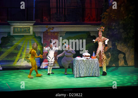 MADAGASCAR LIVE Musical on tour at the BIC in Bournemouth, Dorset, UK in January 2013. Stock Photo