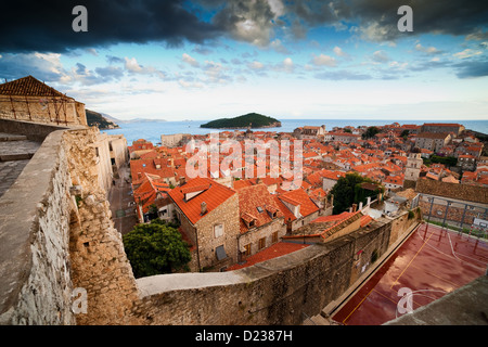 Scenic Old Town of Dubrovnik historic architecture, view from above, Croatia, Dalmatia region. Stock Photo