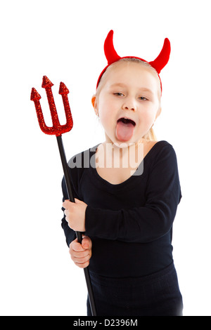 Little girl in devil costume. Studio shot. Stock Photo