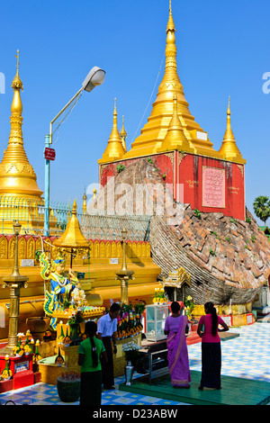 Buddhas,Buddha,Buddhism,Burmese Shwemawdaw Pagoda,Paya,Highest Country Stupa,Bago (Ancient Capital of Mon Kingdom)Myanmar,Burma Stock Photo