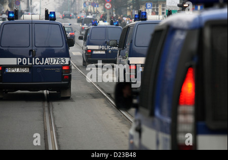 Poznan, Poland, police patrol cars during a demonstration Stock Photo