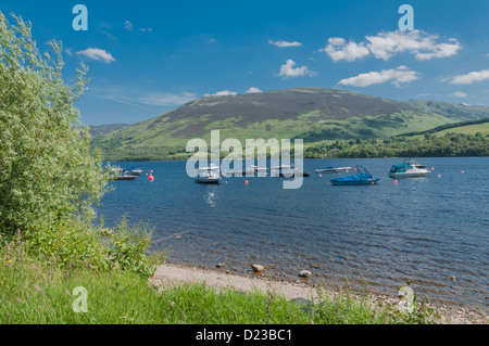Boats on Loch Earn at Lochearnhead Stirling District Scotland Stock Photo