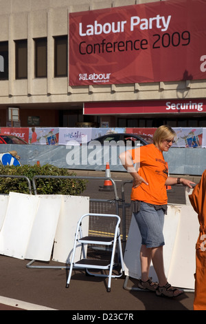 Labour workers outside the Brighton Center prior to the LAbour PArty Conference 2009. Stock Photo