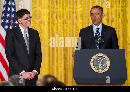 President Barack Obama nominates Jack Lew for Secretary of the Treasury.  Stock Photo