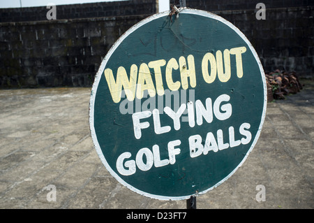 Watch Out Flying Golf Balls Sign Old City Ramparts Intramuros Manila Phillipines Stock Photo