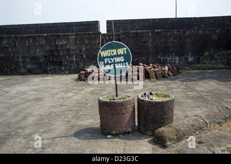 Watch Out Flying Golf Balls Sign Intramuros manila Stock Photo