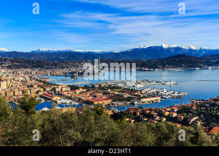 Panorama of the Italian Navy in La Spezia, Liguria, Italy Stock Photo