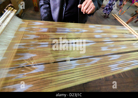 Silk factory in Margilan, Ferghana Valley, in Uzbekistan. Stock Photo