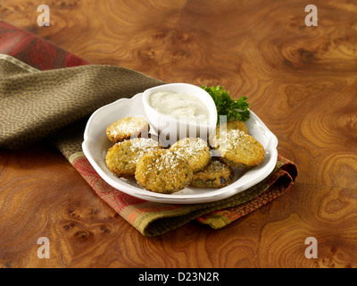 Breaded Zucchini with dip Stock Photo