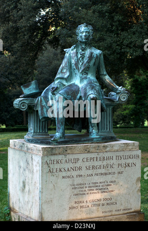 Rome, Italy, monument of Alexander Pushkin in the park of Villa ...