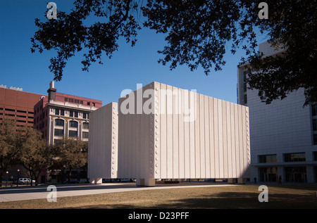 John F. Kennedy Memorial Plaza, dedicated June 24, 1970, designed by Phillip Johnson as a cenotaph, or "open tomb." Stock Photo
