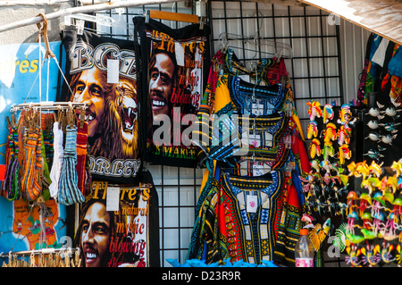 Souvenir stand in Caribbean island of San Andres, Colombia selling Bob Marley merchandise Stock Photo