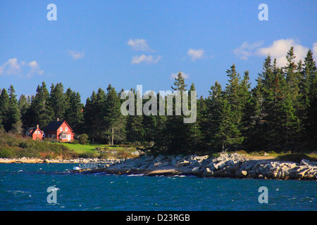 Vinalhaven Island Seen From Vinalhaven Ferry, Vinalhaven Island, Maine, USA Stock Photo