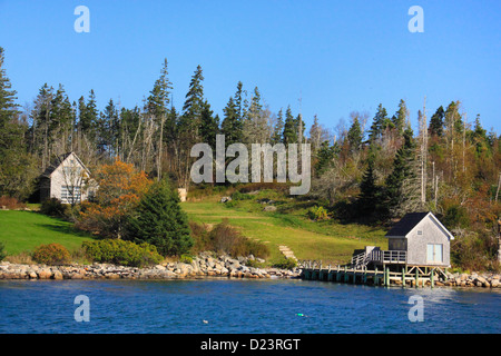 Vinalhaven Island Seen From Vinalhaven Ferry, Vinalhaven Island, Maine, USA Stock Photo