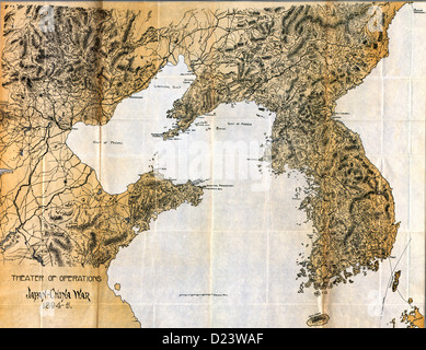 Map of Theater of operations, Japan-China War, 1894-5 Stock Photo